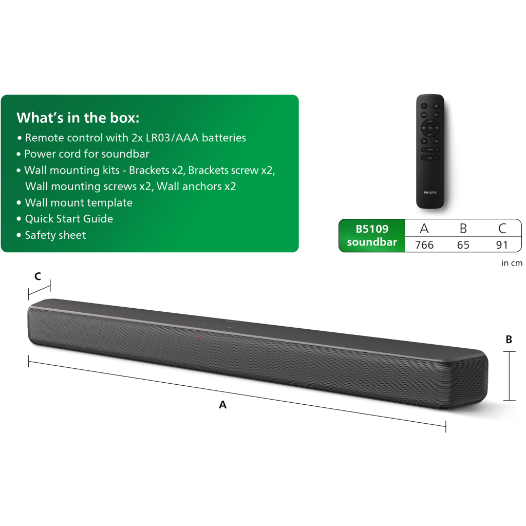 Philips TAB5109/10 Soundbar - Sort