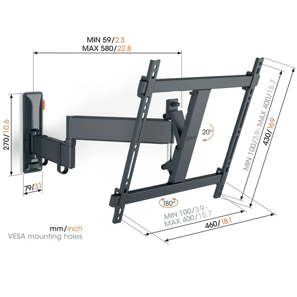 Vogel's TVM 3445 COMFORT Full Motion+ TV-vægbeslag 32–65" – Sort