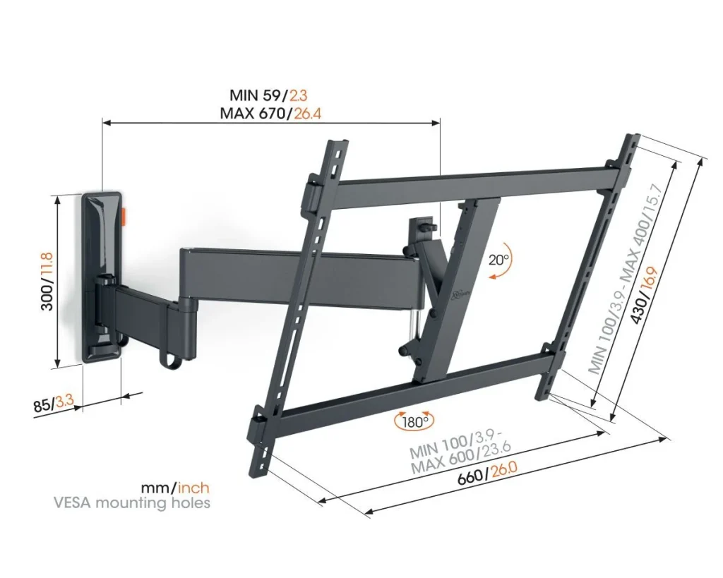 Vogel's TVM 3645 COMFORT Full Motion TV-vægbeslag 40–77" – Sort